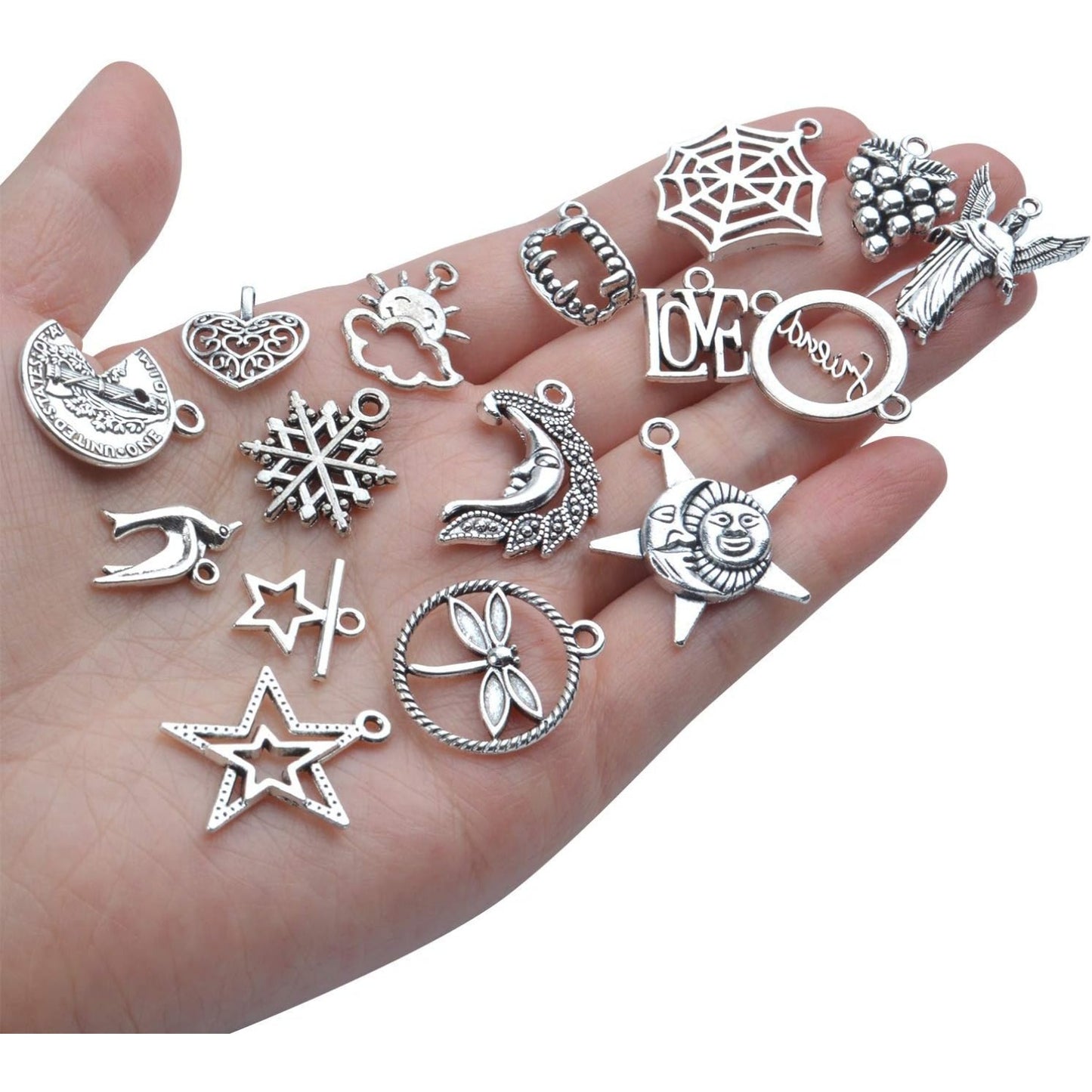 Vintage Charms Bulk,300pcs Mixed Antique Charms Tibetan Silver Pendants for Necklace Bracelet Jewelry Making and Crafting