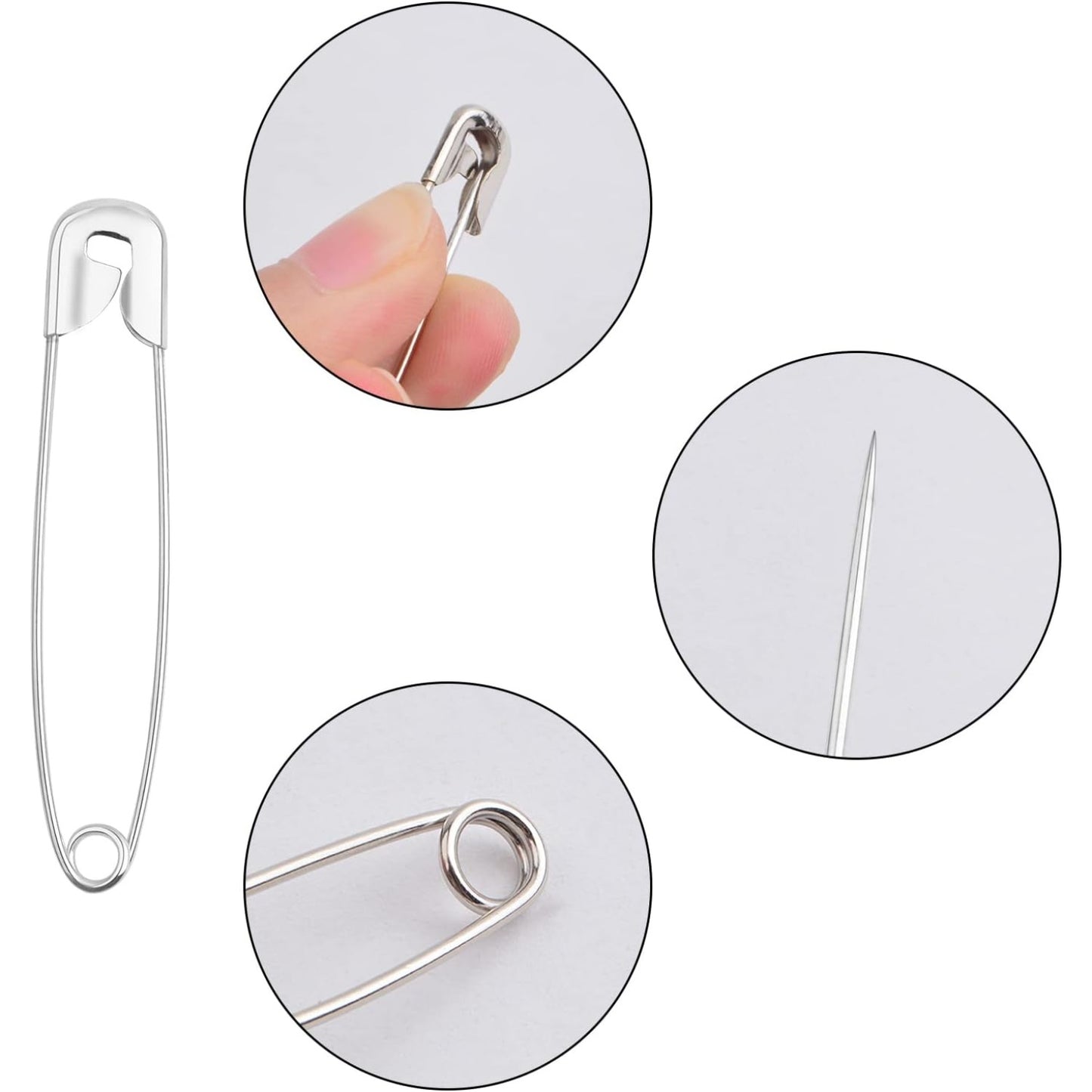 120pcs Silver Curved Safety Pins Metal Straight Safety Pins Rust-Resistant Quilting Basting Pins Bulk for Clothes Sewing Handicrafts Home Office Uses, 2 Styles