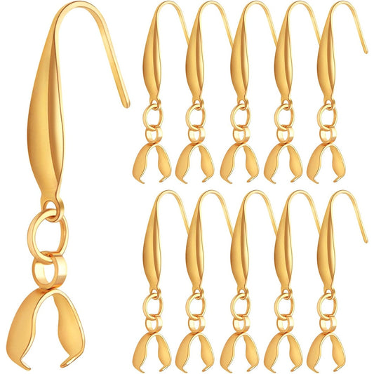 30pcs Gold Plated Stainless Steel Earring Hooks Hypoallergenic Ear Wire Buckle Fish Hooks with Pendant Clasp for DIY Dangle Earrings Jewelry Making Wedding Christmas Party Favor