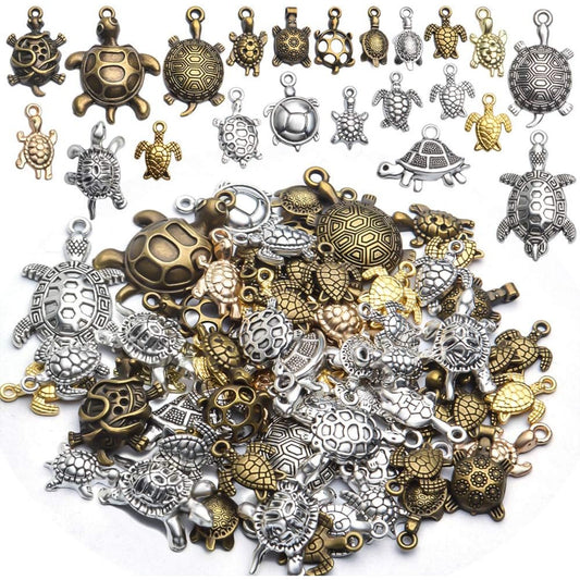 100g Mixed Styles Antique Animal Sea Turtle Charms Pendant Alloy Charms for Earring Necklace Bracelet Jewelry DIY Making