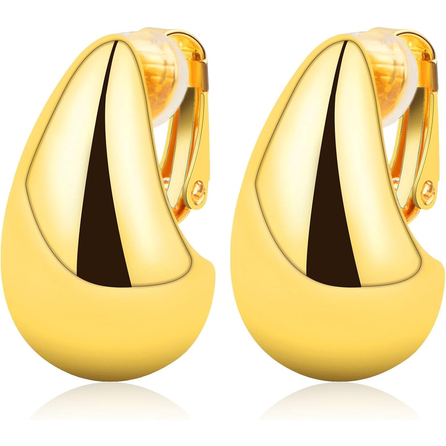 1 Pair Drop-shaped French Stainless Steel Earring Clips 18K Golden Plated No Holes Clip-on Earring Components for Women Non-Pierced Ears and DIY Dangle Earrings Making