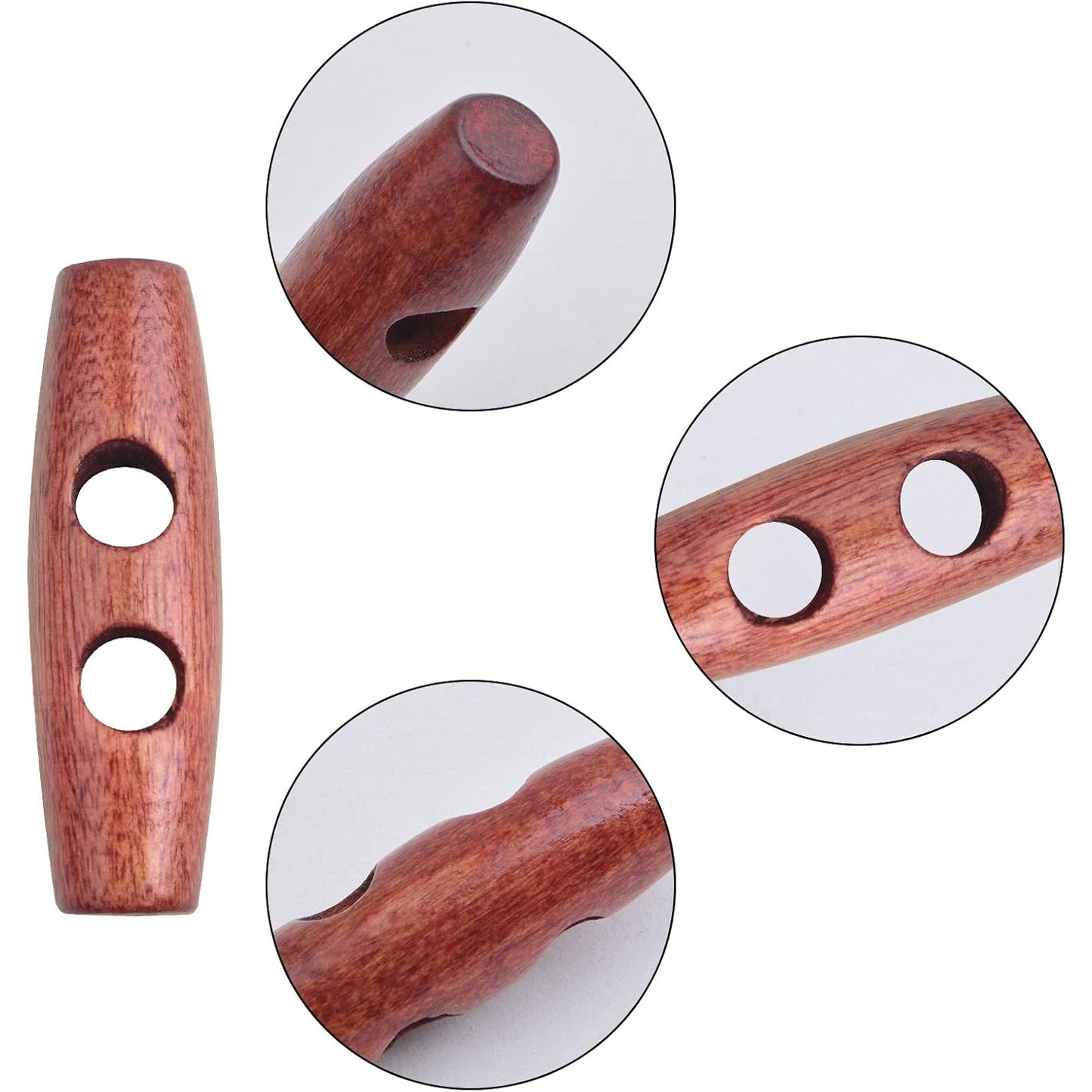 60 Pieces Oval Wooden Buttons 2 Holes Wood Sweater Coats Buttons Horn Toggle Buttons Accessories for Jacket Clothing Sewing DIY Art Craft Projects, 5 Colors