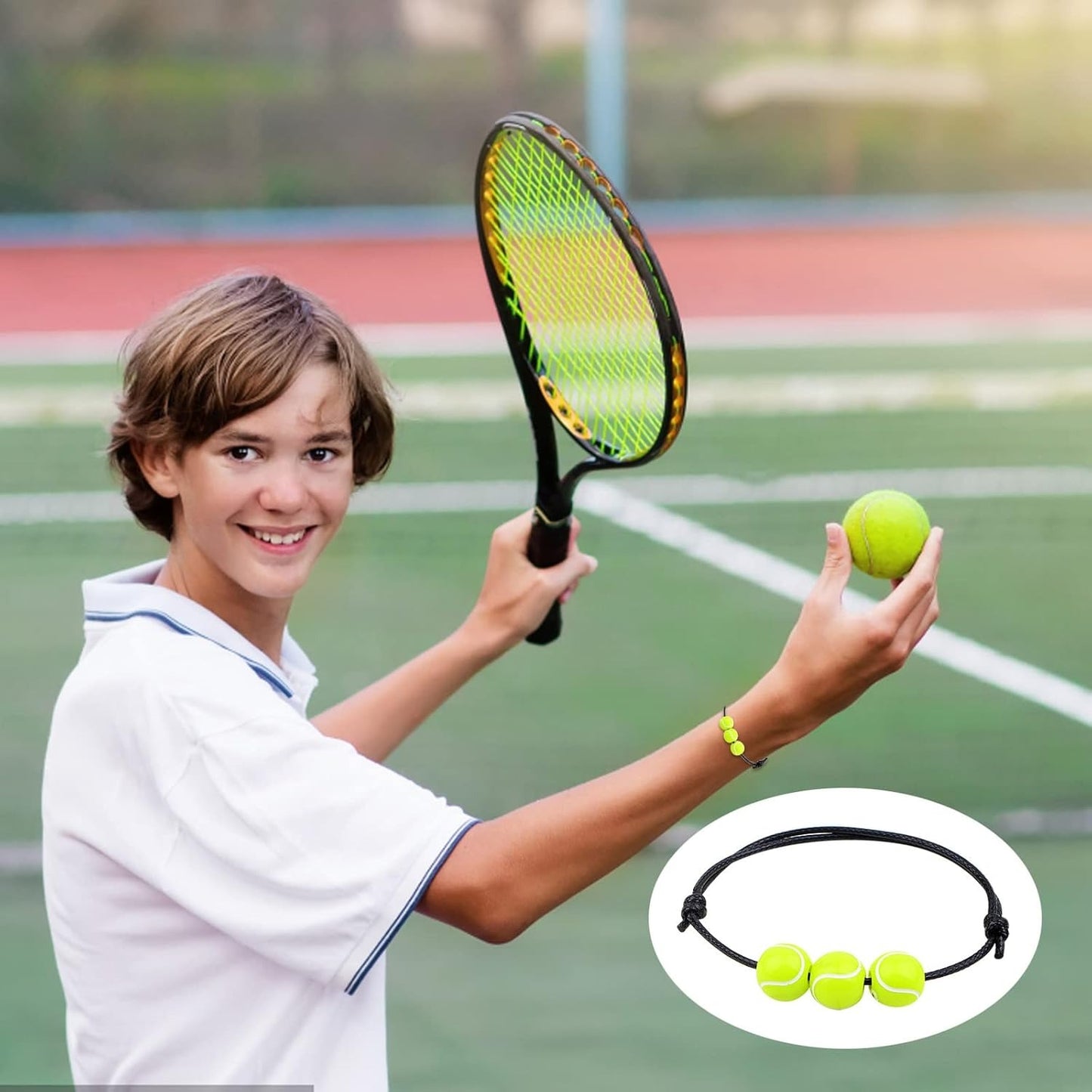 12pcs Adjustable Sport Theme Ball Charm Bracelets Soccer Basketball Baseball Volleyball Tennis Rugby Bracelet Wristbands Friendship for Teens Students Sport Team Players, 6 Styles