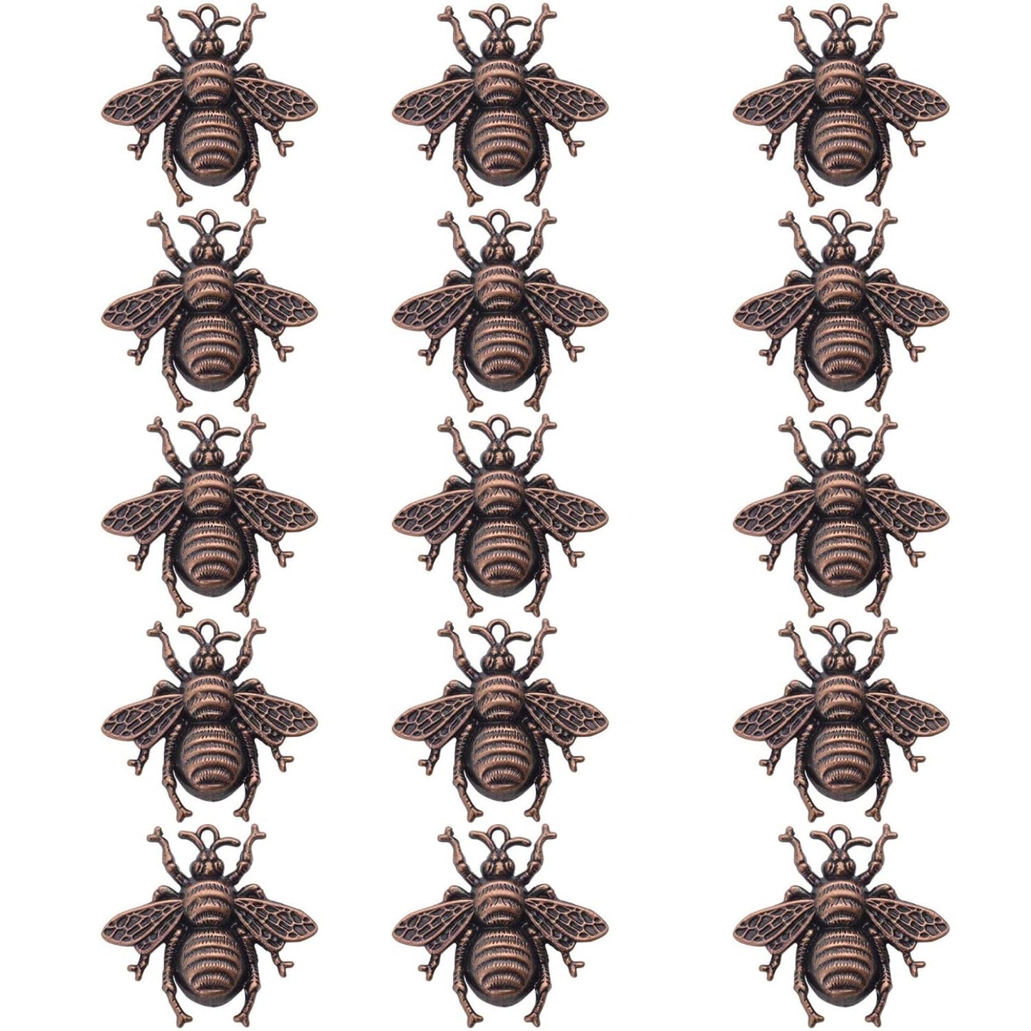 15 Pieces Bee Pendants, Honeybee Charms Fly Insect Charm Metal Jewelry Findings for Jewelry Making DIY, Antique Silver, Antique Bronze and Antique Gold Color