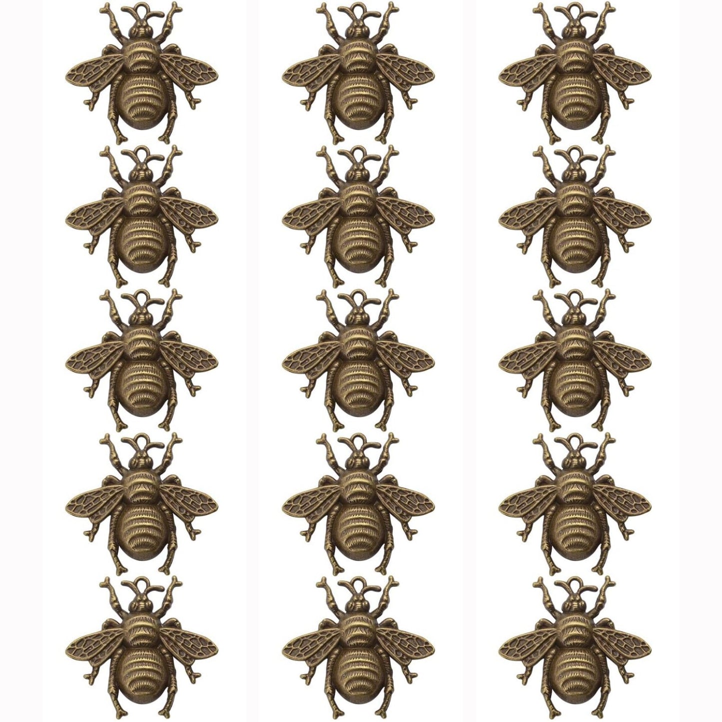 15 Pieces Bee Pendants, Honeybee Charms Fly Insect Charm Metal Jewelry Findings for Jewelry Making DIY, Antique Silver, Antique Bronze and Antique Gold Color