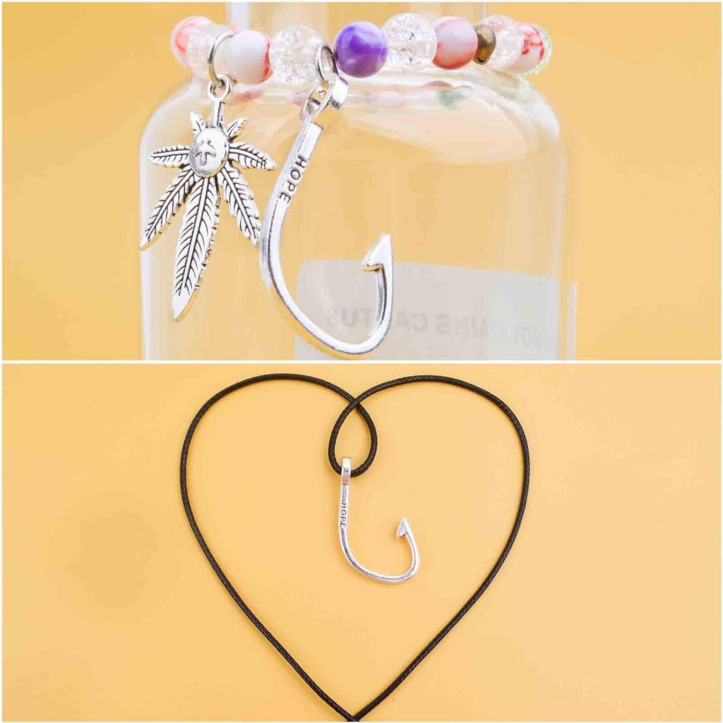 50 Pieces Antique Silver Fish Hook Pendant Charms Tibetan Vintage Fishing Hook Charms Craft Supplies for DIY Jewelry Making Findings, 36.6 mm × 22.5 mm