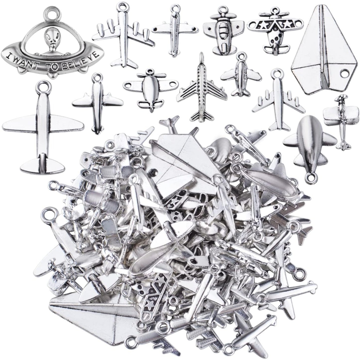 Aircraft Airplane Charm, 100g Airplane Pendant Charms Alloy Jewelry Charms Craft Supplies for Jewelry DIY Earrings Necklace Bracelet Findings Making and Crafting, Mixed Colors