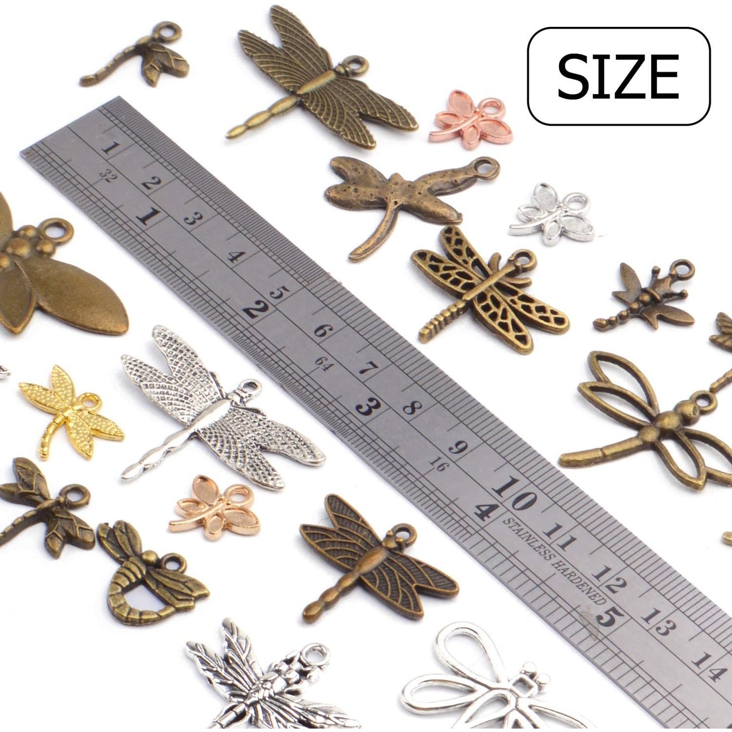 100g (50-80pcs) Mixed Styles Dragonfly Charms Tibetan Alloy Vintage Insect Pendants for DIY Necklace Bracelet Crafts Jewelry Making