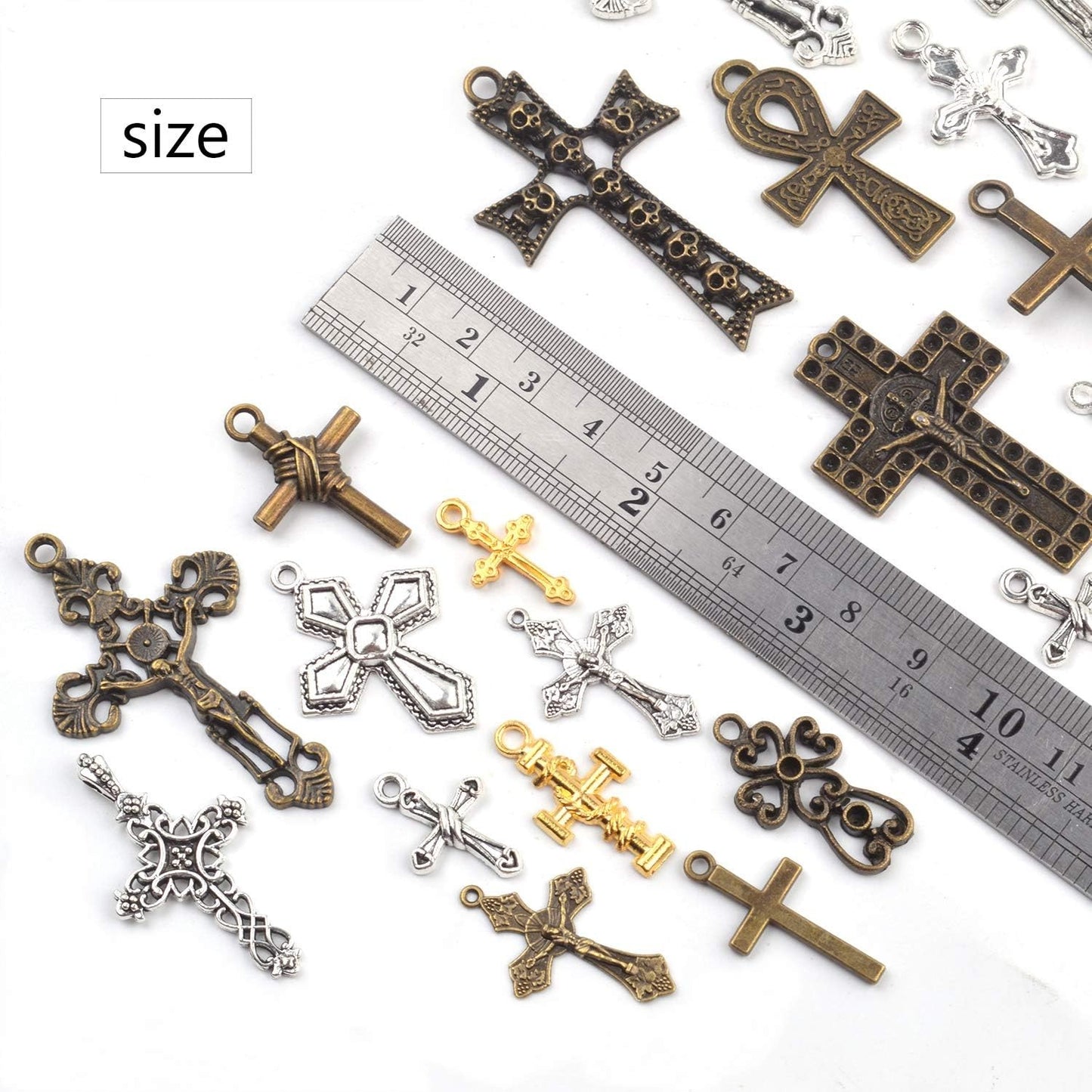 100g Mixed Crosses Charms Pendants for Jewelry Making, DIY Necklace, Bracelets, Earrings