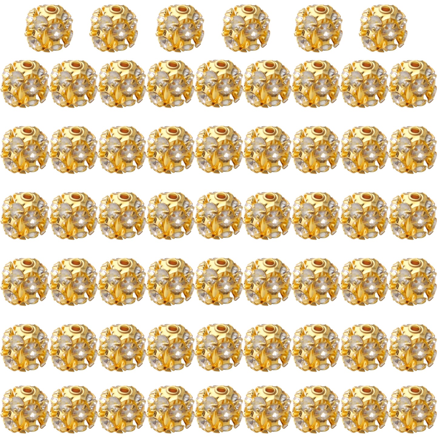 60pcs 8mm Crystal Bead Rhinestone Ball Spacer Beads Round Loose Beads Jewelry Beads Spacers for DIY Jewelry Crafts Making
