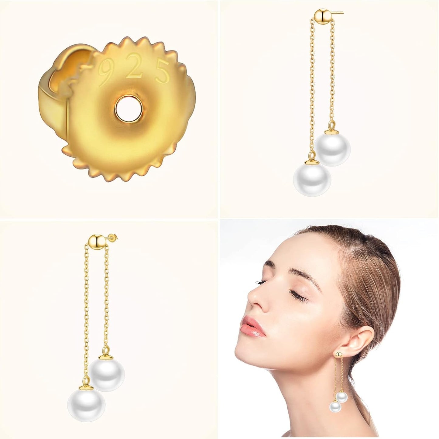 12pcs 18K Golden Plated Round Earring Backs Hypoallergenic Brass Ear Stoppers Clutches Screw Earring Safety Backs Replacements for Stud Earrings Jewelry Making