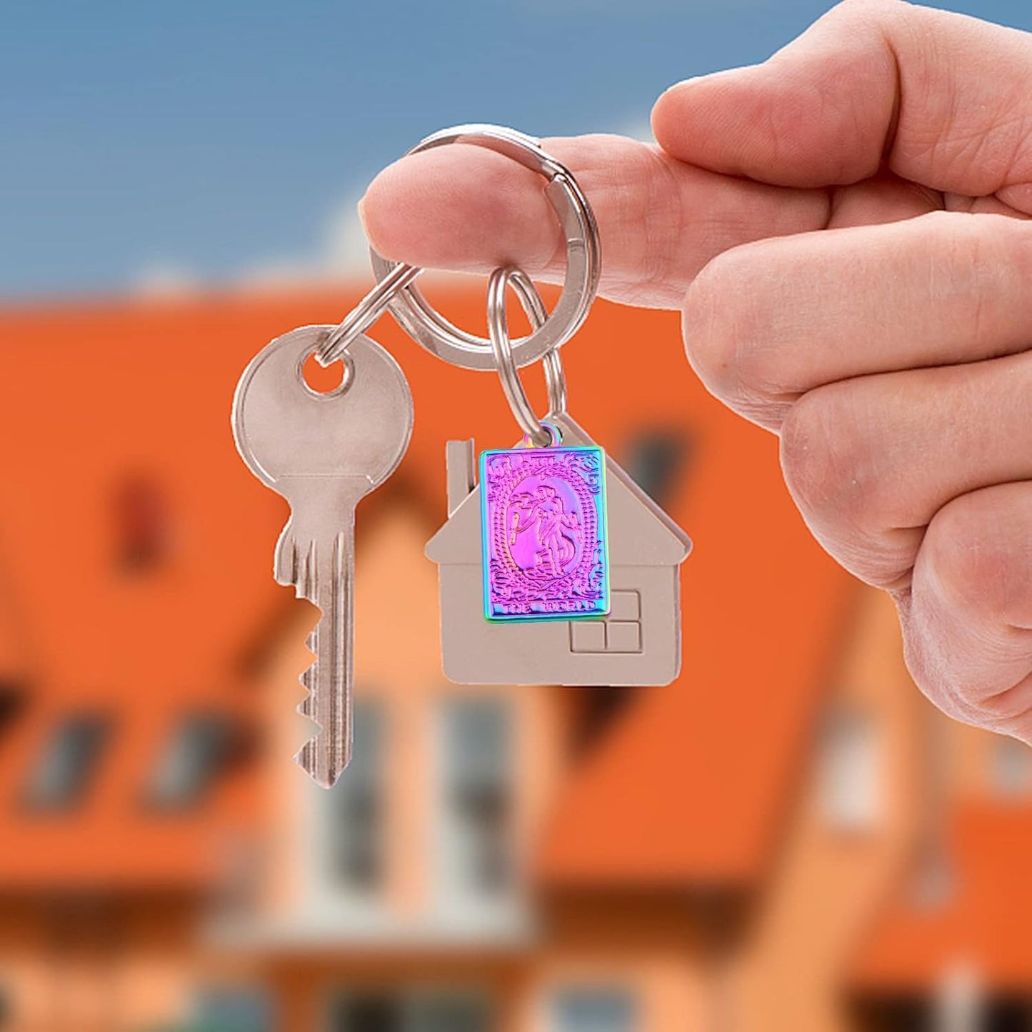 12pcs 6 Styles Tarot Card Charms Rectangle Alloy Tarot Pendants Wheel of Fortune Lovers World Sun Star Charms with a Box for DIY Bracelet Necklace Earrings Jewelry Making, Rainbow Color