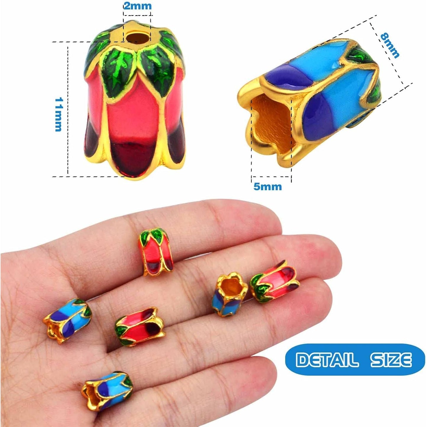 16pcs Enamel Flower Bead Caps Alloy Flower Spacer Beads Caps Floral End Caps Terminators for DIY Necklace Bracelet Earring Jewelry Making Supplies, 2 Colors