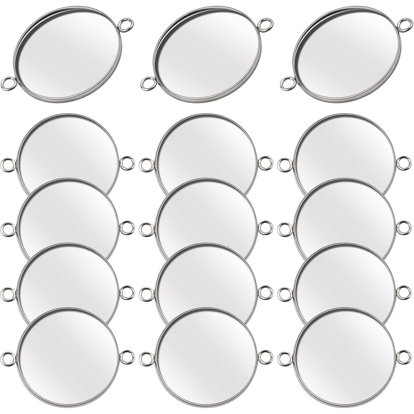 20pcs 25 mm Stainless Steel Round Blank Pendant Trays Connector Flat Base Bezel Cabochon Settings Pendant Blanks Links for DIY Bracelet Necklace Jewelry Making Cameo Photo