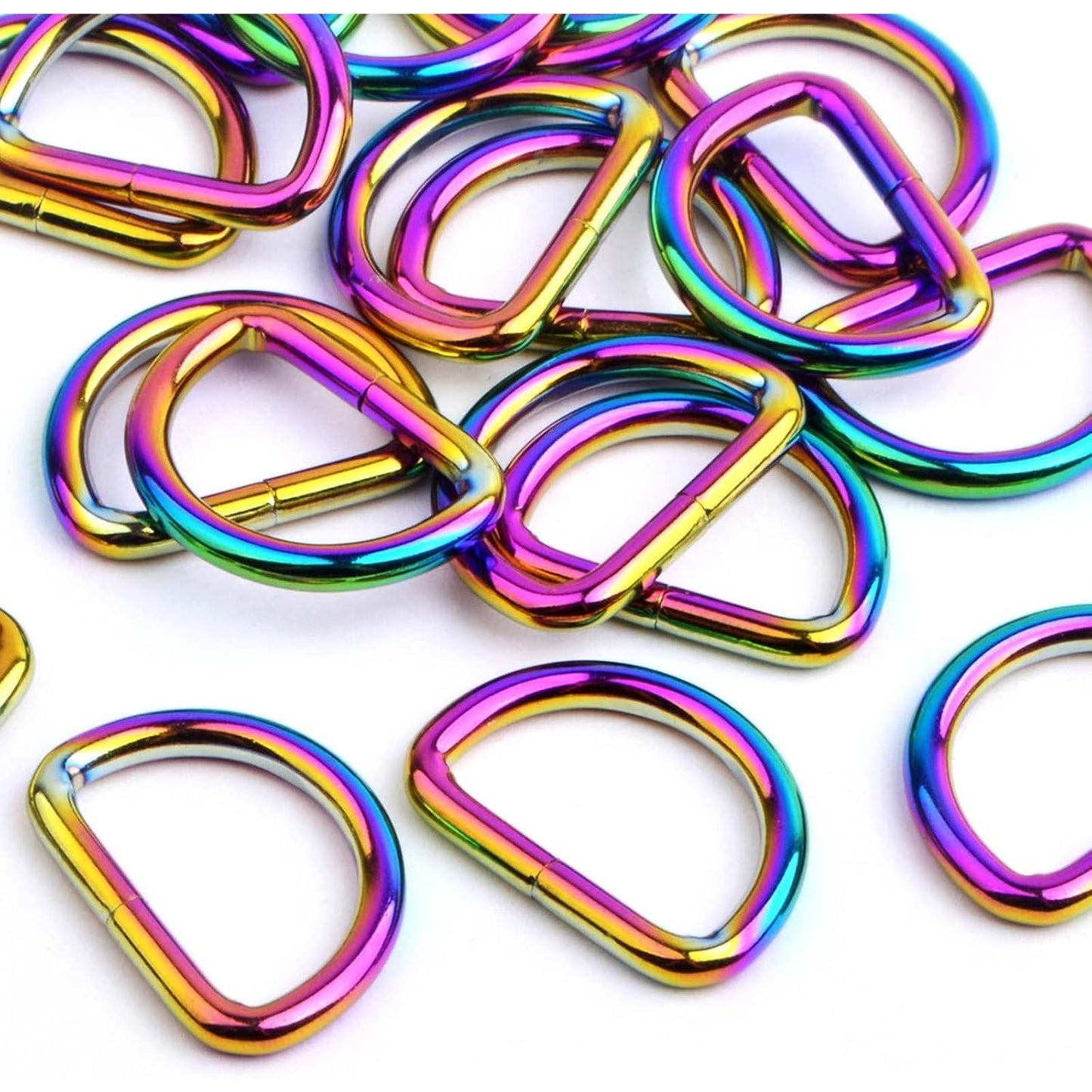 20pcs Metal Semi-Circular D Rings Multipurpose Half Round D-Shaped Rings Buckle DIY Accessories for Hardware Luggage Bags Backpack Belt Clothing Projects, Rainbow Color