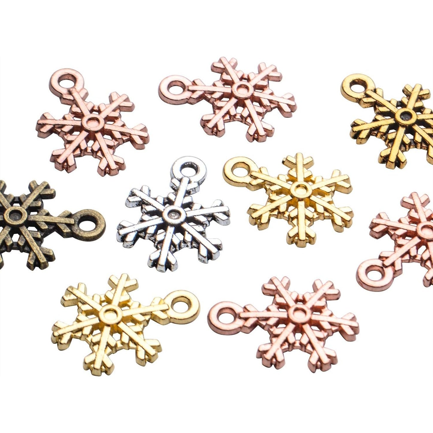 Snowflake Charms,50pcs 18x13mm Snownflake Pendant Charms Mixed Christmas Snowflake Pendants Jewelry Findings Crafting Supplies for DIY Necklace Bracelet Earring,5 Colors