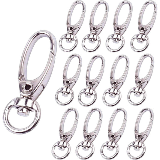 BronaGrand Pack of 50 D Swivel Trigger Clips Hooks Metal Key Ring Lobster Clasps