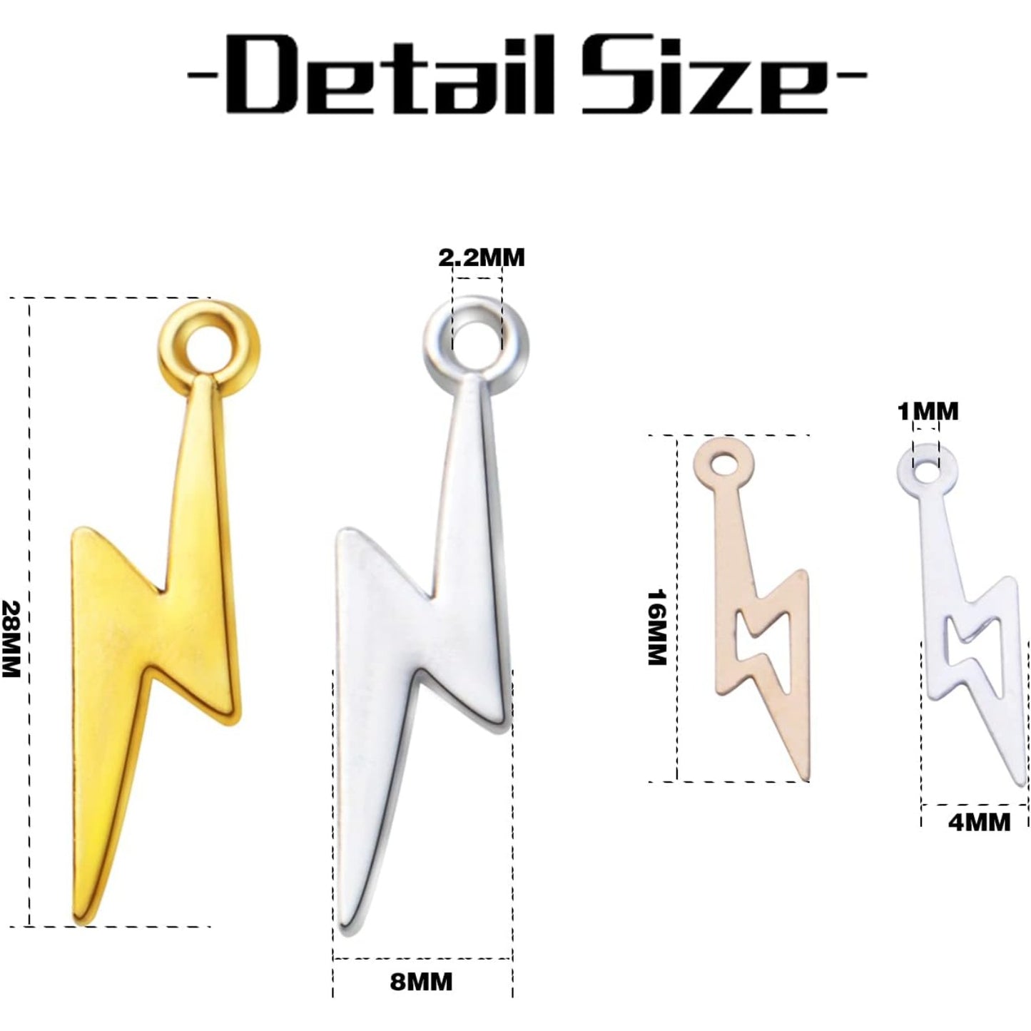Lightning Bolt Charm Pendants, 40pcs Flash Lightning Charms Alloy Celestial Dangle Charms for Jewelry DIY Necklace Earrings Bracelet Making and Crafting, 4 Colors