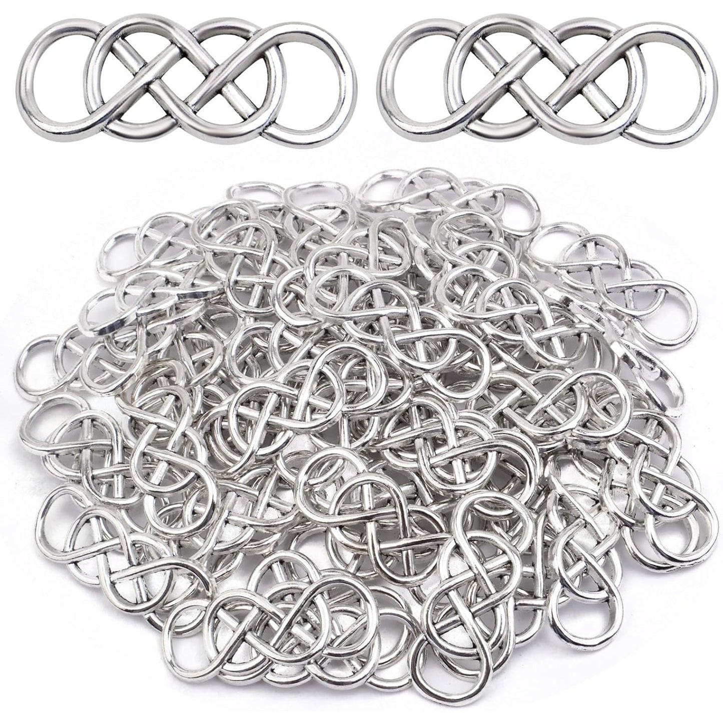 50pcs Double Infinity Symbol Connector Charms Alloy Pendant Charm Connectors for DIY Bracelet Necklace Jewelry Making,32.8mm×12.5mm