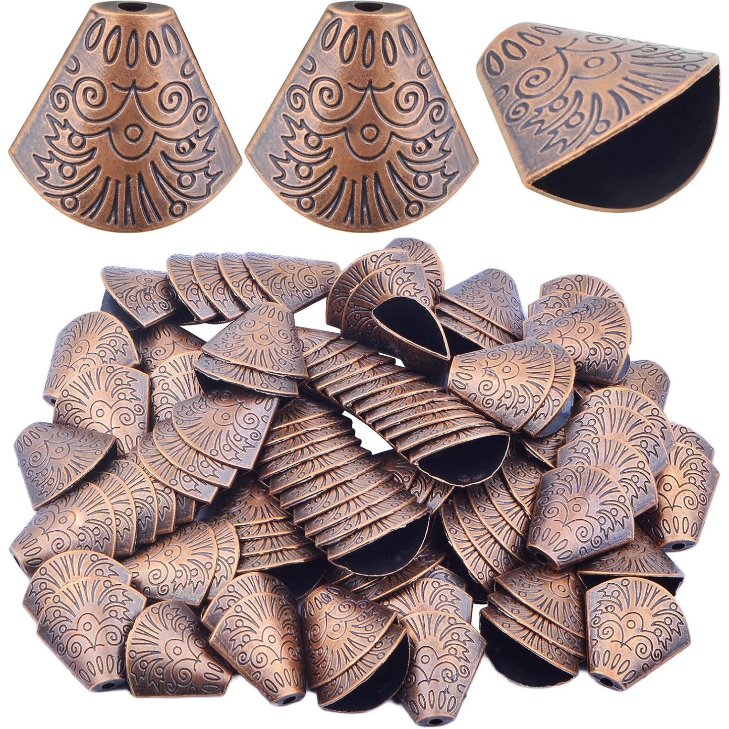 Bead Caps Making, 100pcs Tibetan Style Trumpet Bead Caps Antique Bead Cone Caps Alloy Bead End Caps Tassel End Cap for Bracelet Necklace Earring Jewelry Making Crafts