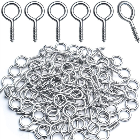 Eye Screw Hooks,100pcs 19x10mm Screw in Eye Hooks Self Tapping Eye Screws Thread Eyebolt for Crafting Jewelry Making Hanging Small Items