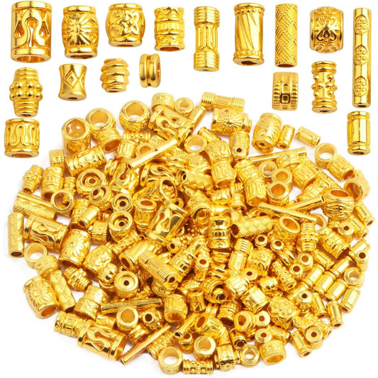100 Gram Assorted Styles Column Spacer Beads Alloy Barrel Tube Loose Spacer Beads Jewelry Findings Accessories for DIY Bracelet Necklace Craft Supplies, Bright Golden