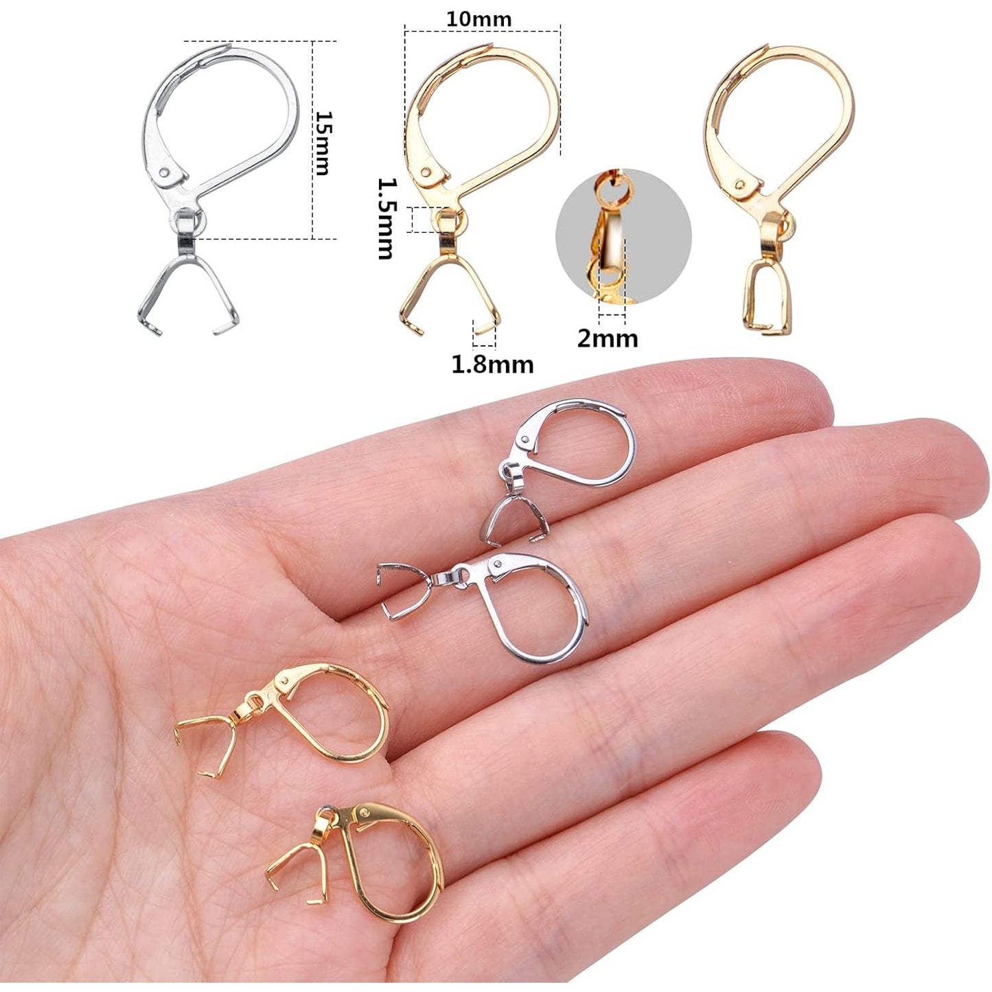 20pcs Stainless Steel French Earring Hooks Leverback Earwires Hypoallergenic Earring Findings with Pendant Clasp for DIY Earrings Jewelry Making