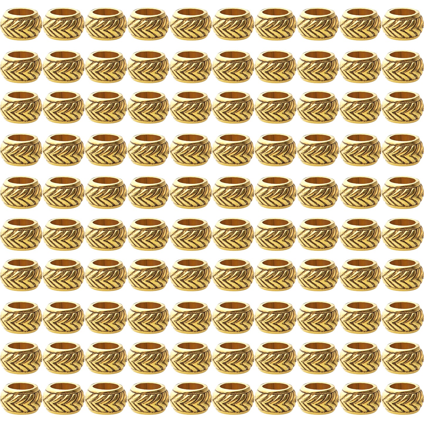100pcs Tibetan Alloy Large Hole Rondelle Spacer Beads European Tube Spacers Column Loose Beads Jewelry Beads Spacers for Bracelet DIY Jewelry Making(7.5×4.5mm, Hole:4.5mm)