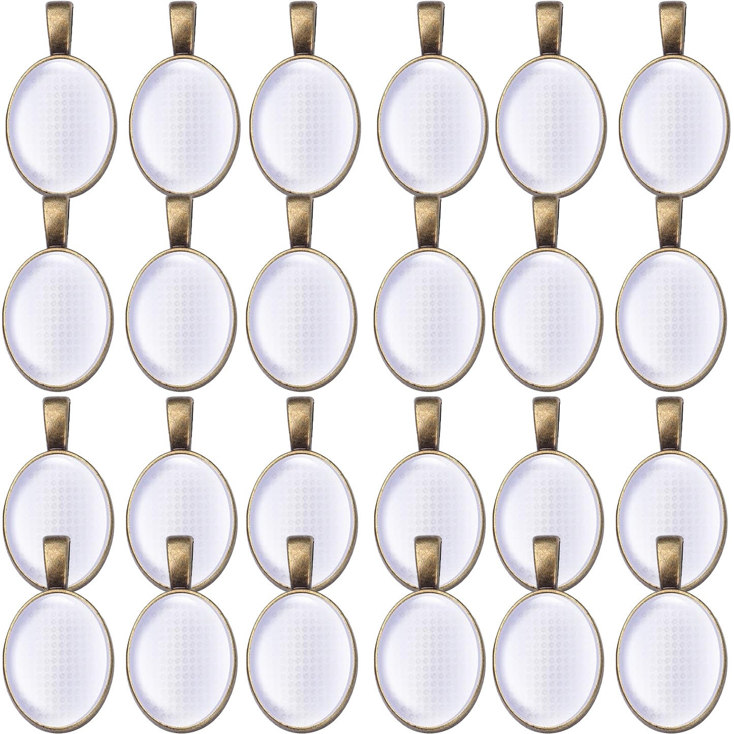 48pcs Bezel Pendant Blanks Set, 24pcs 6 Colors Oval Pendant Trays Bezel Blanks with 24pcs Glass Cabochons Clear Dome Tiles for DIY Bracelet Necklace Jewelry Crafts Making