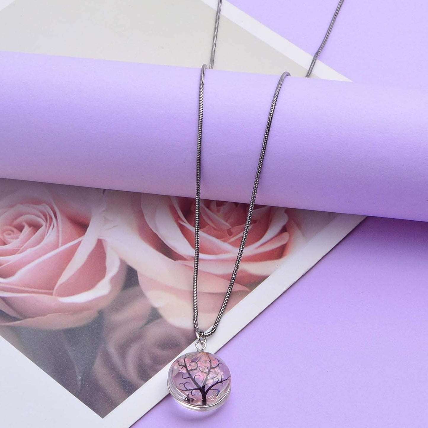 12pcs Mixed Dried Flower Glass Charms Colorful Resin Pressed Flower Life Tree Plant Floating Pendant Charms with a Box for DIY Necklace Bracelet Jewelry Making, 3 Styles