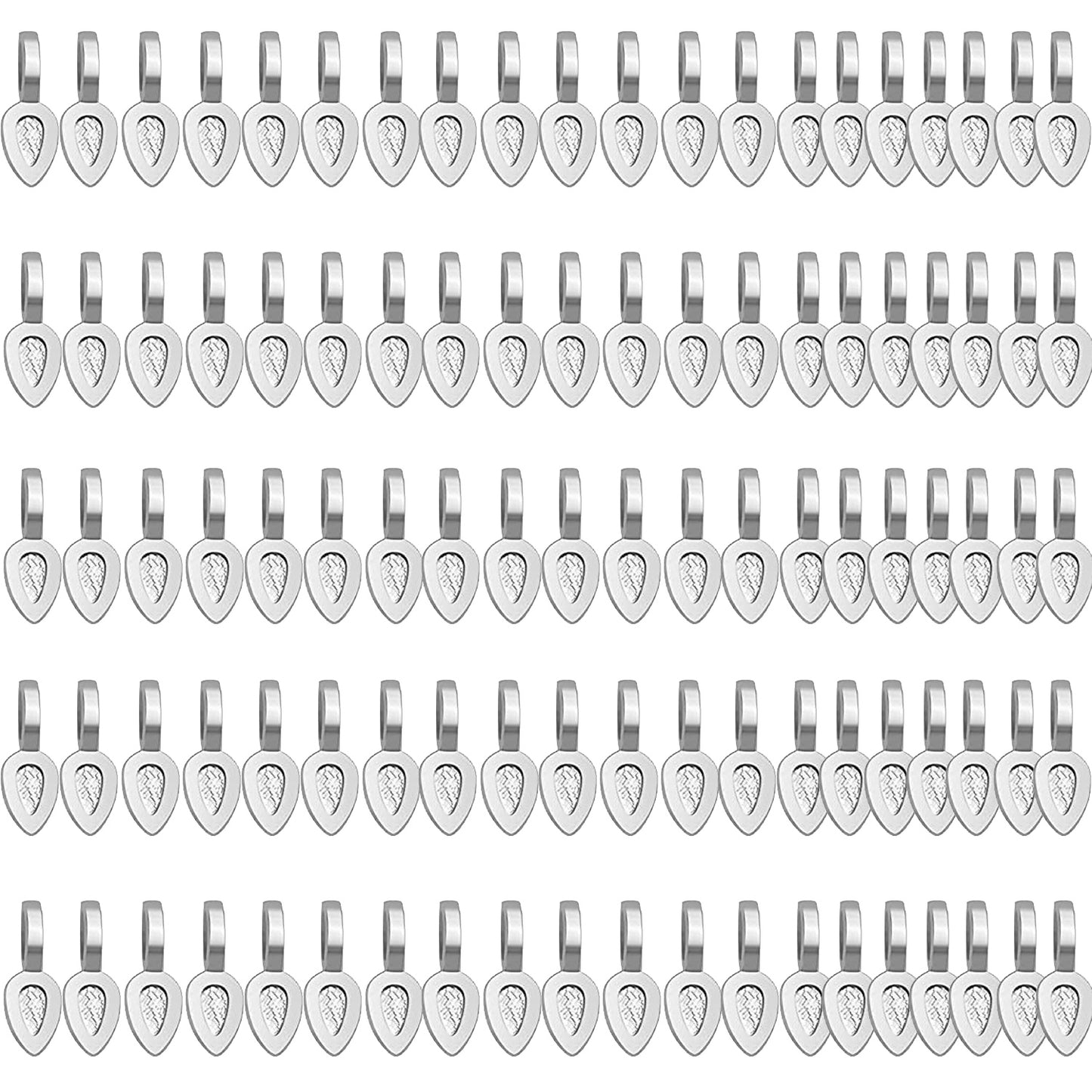 100pcs Oval Glue on Bail Pendants Small Spoon Earring Pendants Jewelry Glue on Bail Earring Charms for Jewelry Making DIY Crafting,21×8mm