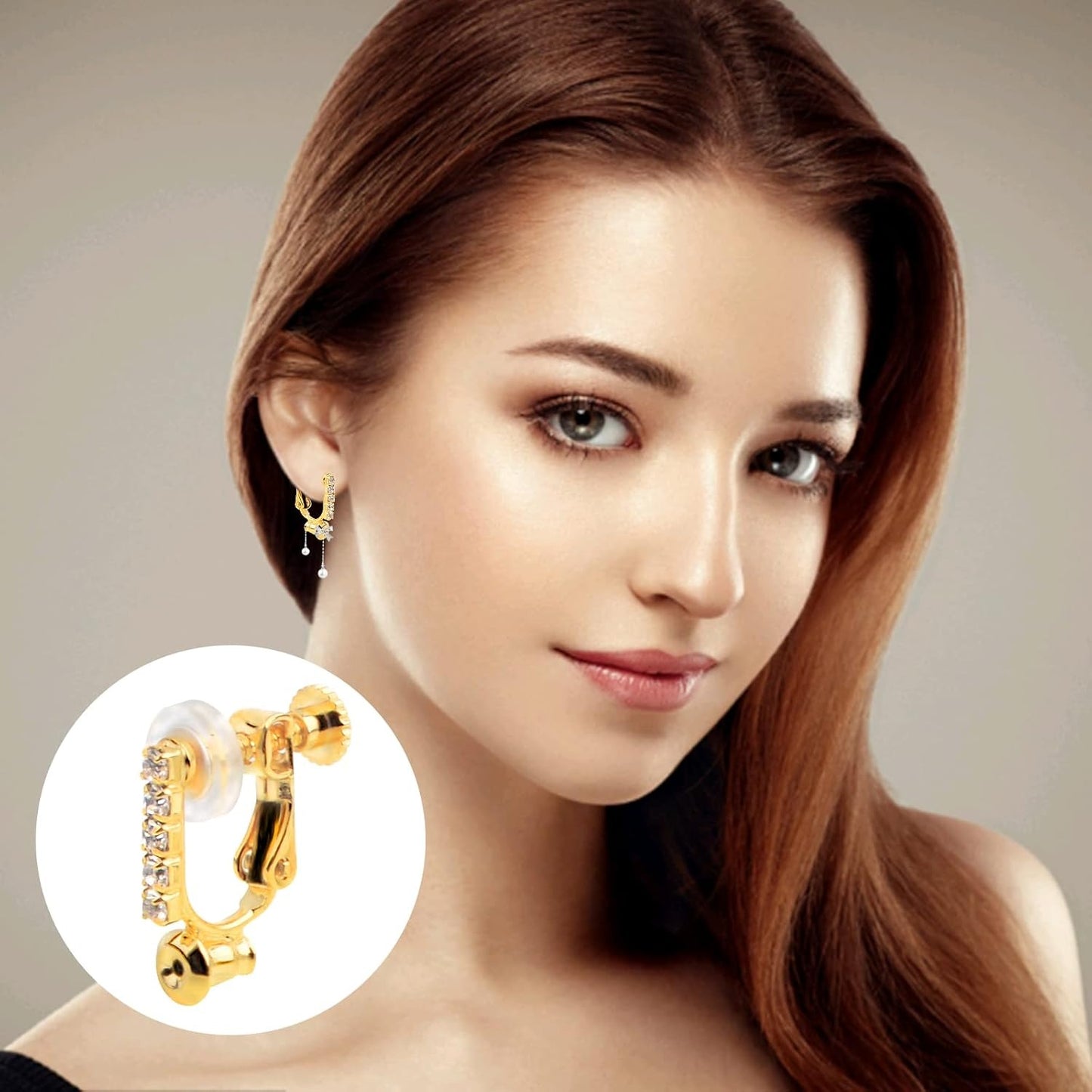 12pcs 2 Colors Clip-on Earring Converters Brass Screw Earclips Components with 5 Rhinestone and 12pcs Silicone Anti-pain Ear Pads for Non-Pierced Ears DIY Jewelry Making Findings