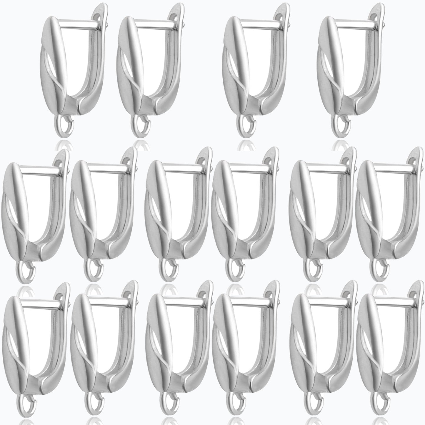 16pcs 8 Colors Rectangle French Earring Hooks Hypoallergenic Brass Leverback Earring Hooks Ear Wire with Open Loop for DIY Earrings Design Jewelry Making Accessories