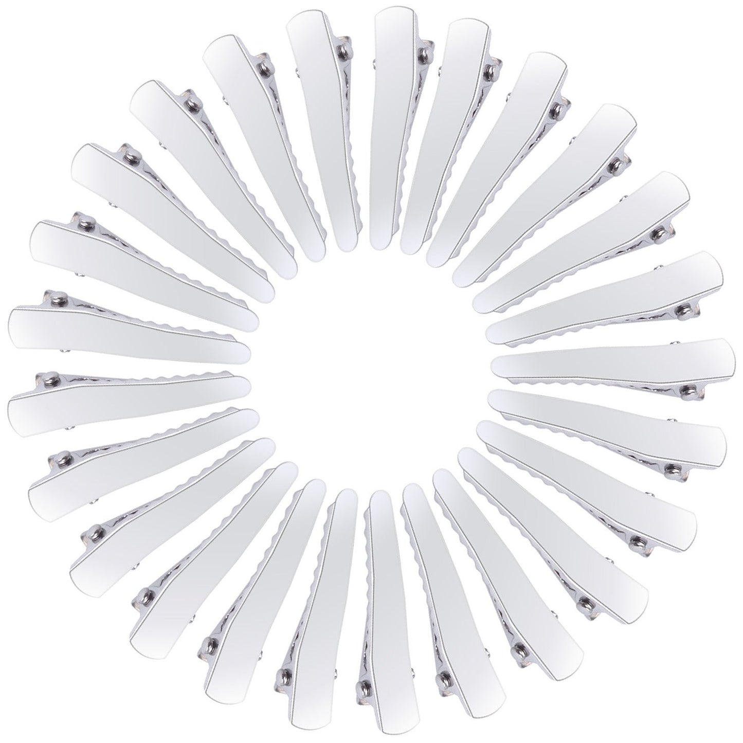 100pcs 1.38inch Stylish Teeth Bows Hair Clips Prong Curl Clips Hairdressing Salon Hair Grip Silver Color