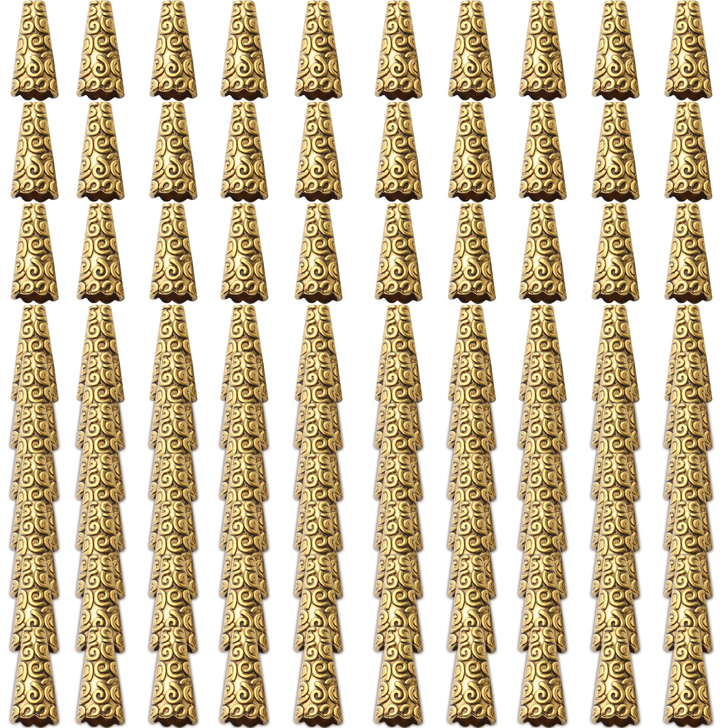 100pcs Cone Bead End Caps Alloy Tibetan Bead Caps Tassel End Cap for DIY Jewelry Making Crafts,4 Colors