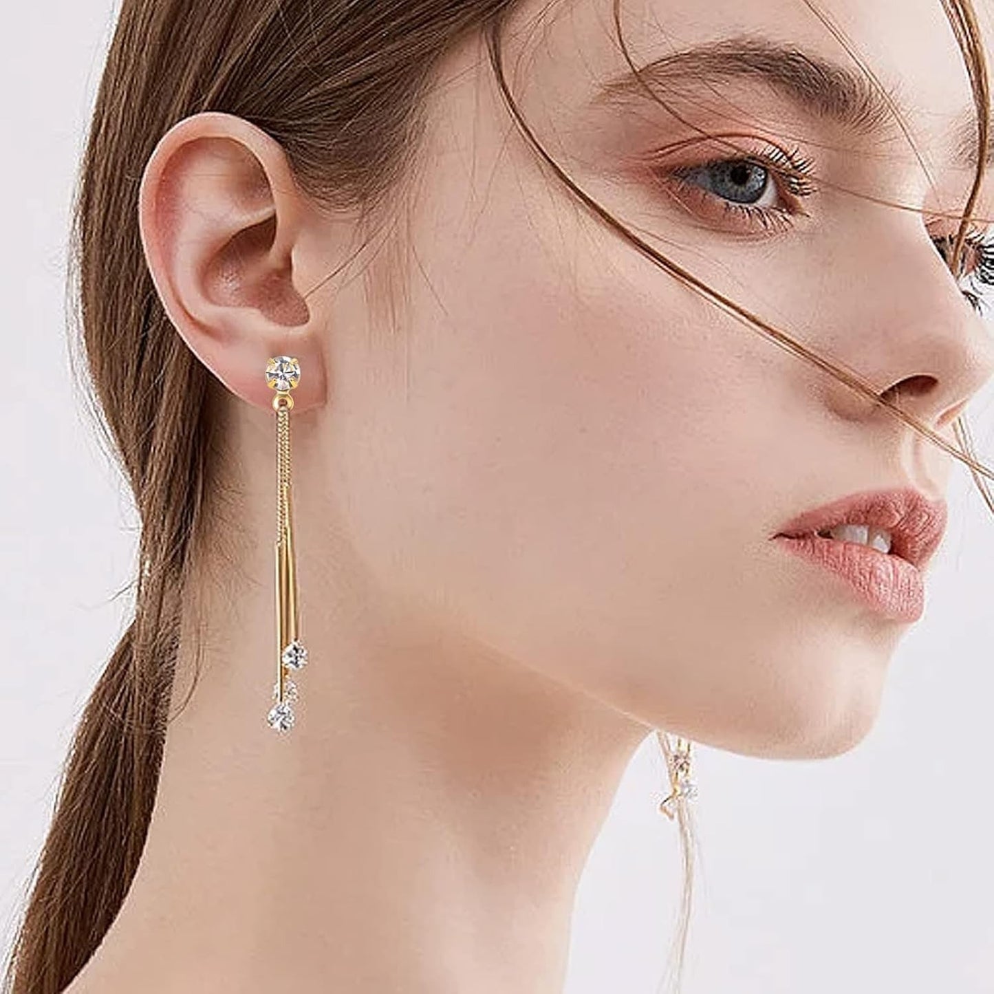 30pcs Stainless Steel Rhinestone Earring Posts with Loop Hypoallergenic Stud Earrings Findings and 30pcs Butterfly Earring Backs for DIY Jewelry Making Supplies, Golden
