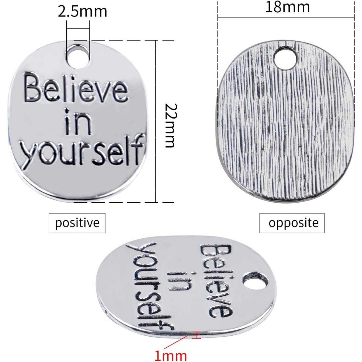 Inspirational Words Charm, 30pcs Inspirational Message Pendant believe in yourself Charms Beads Craft Supplies for Jewelry Making