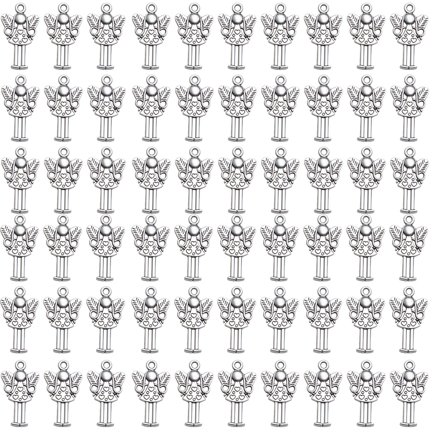 Angel Charms Pendant,60pcs Tibetan Guardian Angel Charms Antique Silver Bronze Golden Craft Supplies for Jewelry Making Bracelets Necklace Keyring DIY,25x14mm