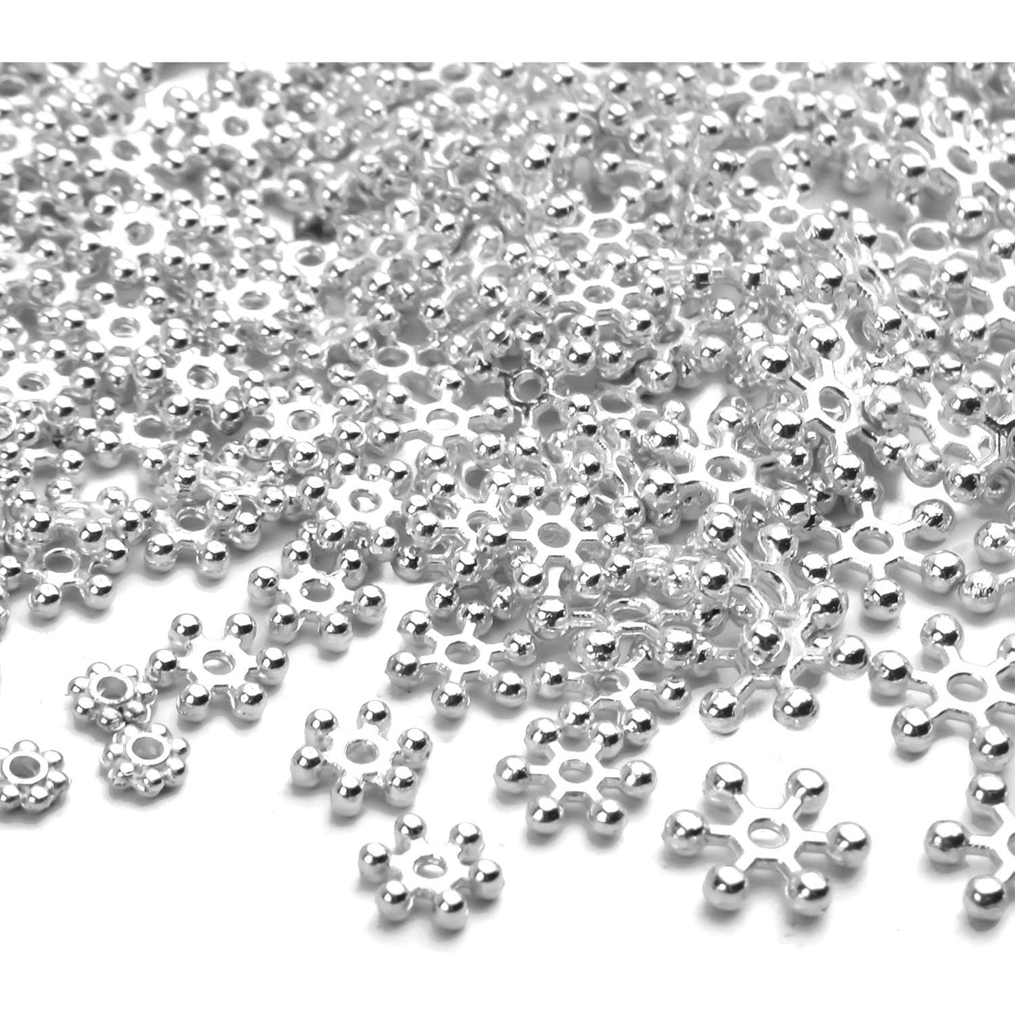 400pcs Snowflake Spacer Beads Daisy Jewelry Bead Charm Spacers Flat Metal Spacers for Bracelet Necklace Jewelry Making,4mm/6mm/8mm/10mm