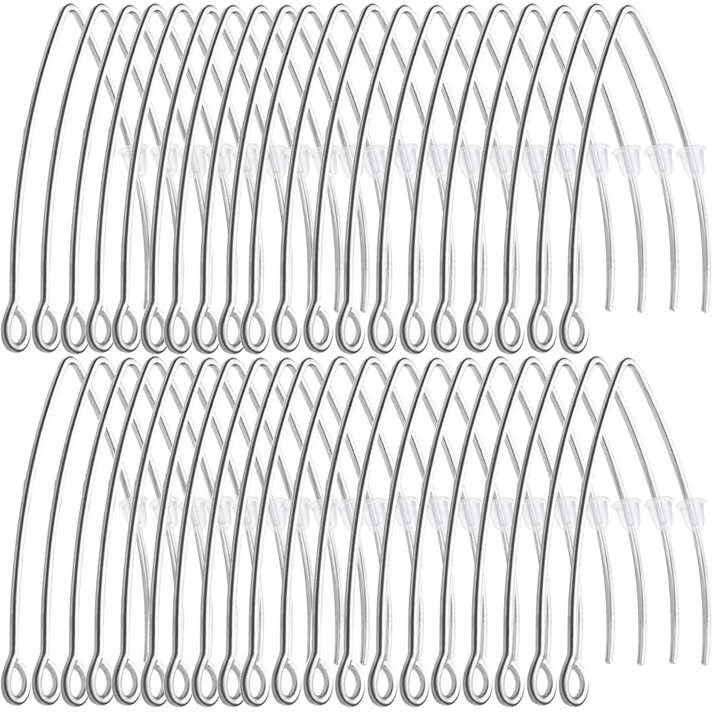 40pcs Stainless Steel V-shape Earring Hooks & 40pcs Clear Silicone Bullet Earring Backs, DIY Jewelry Making Kit, 2 Colors (Golden, Steel), 2 Sizes