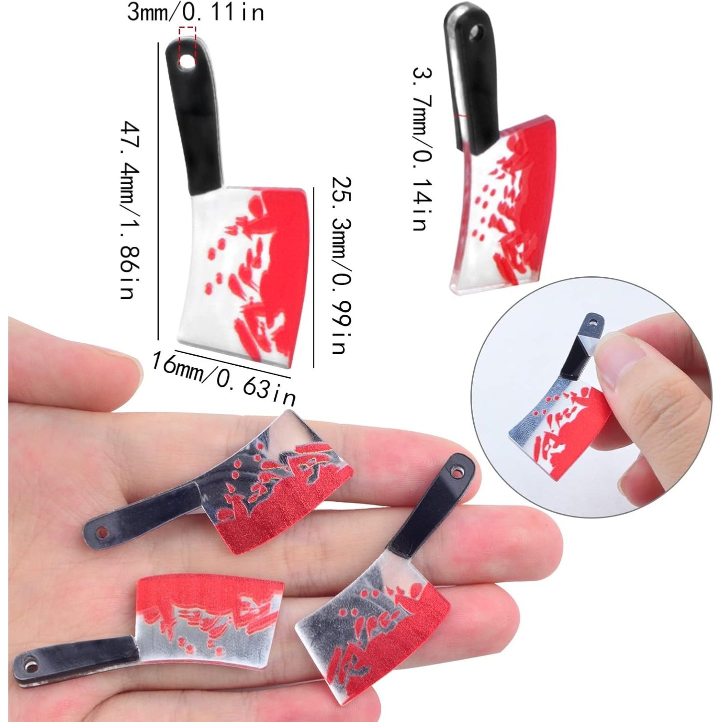 12 Pieces Small Knife Pendant Charms Acrylic Horror Sharp Knife Shape Dangle Pendants Craft Supplies for DIY Earrings Jewelry Making Halloween Party Decor