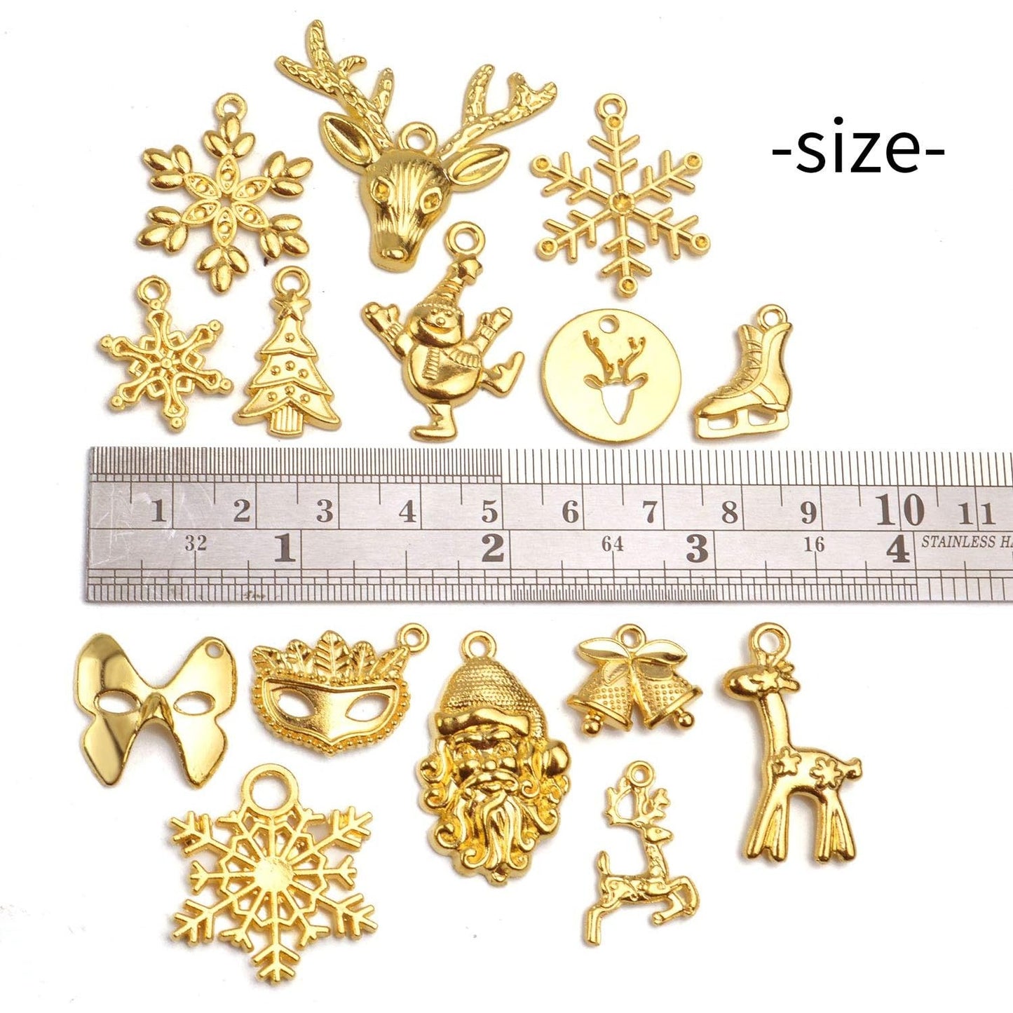 Christmas Charms Pendants,100 Gram(40-70 pieces) Alloy Pendants Mixed Styles for Crafting Jewelry Making Accessory DIY Necklace,Gold