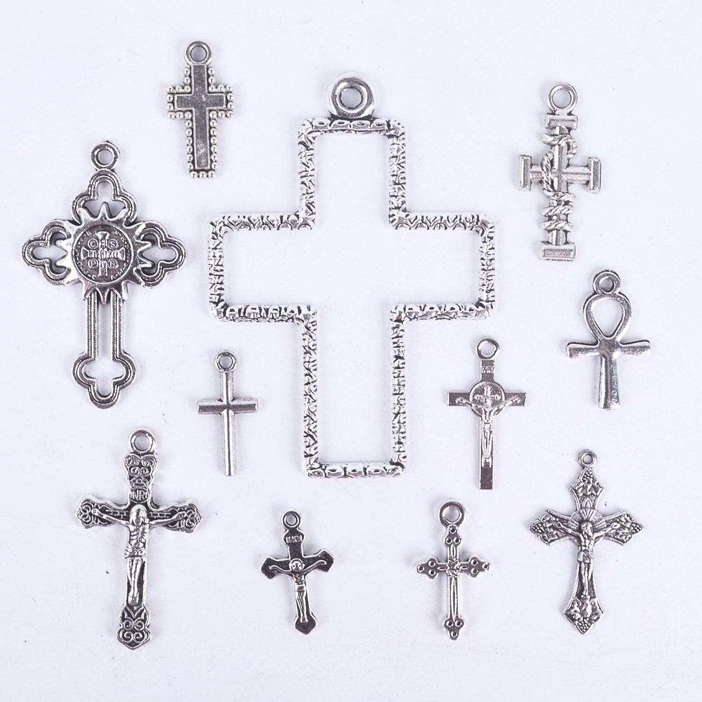 22 Pieces Mixed Styles Crosses Charms Pendants Jesus Christ Cross Charms Craft Supplies for Necklace Bracelet Jewelry Making Accessory