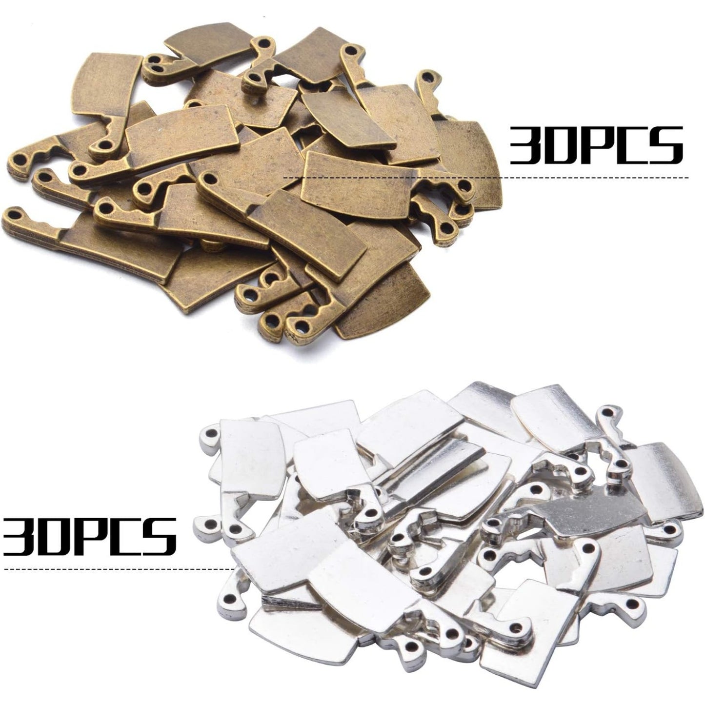 60pcs Kitchen Charms,23.5mm×9mm Alloy Knife Meat Cleaver Charm Pendants for DIY Bracelet Necklace Jewelry Crafts Making Supplies,2 Colors