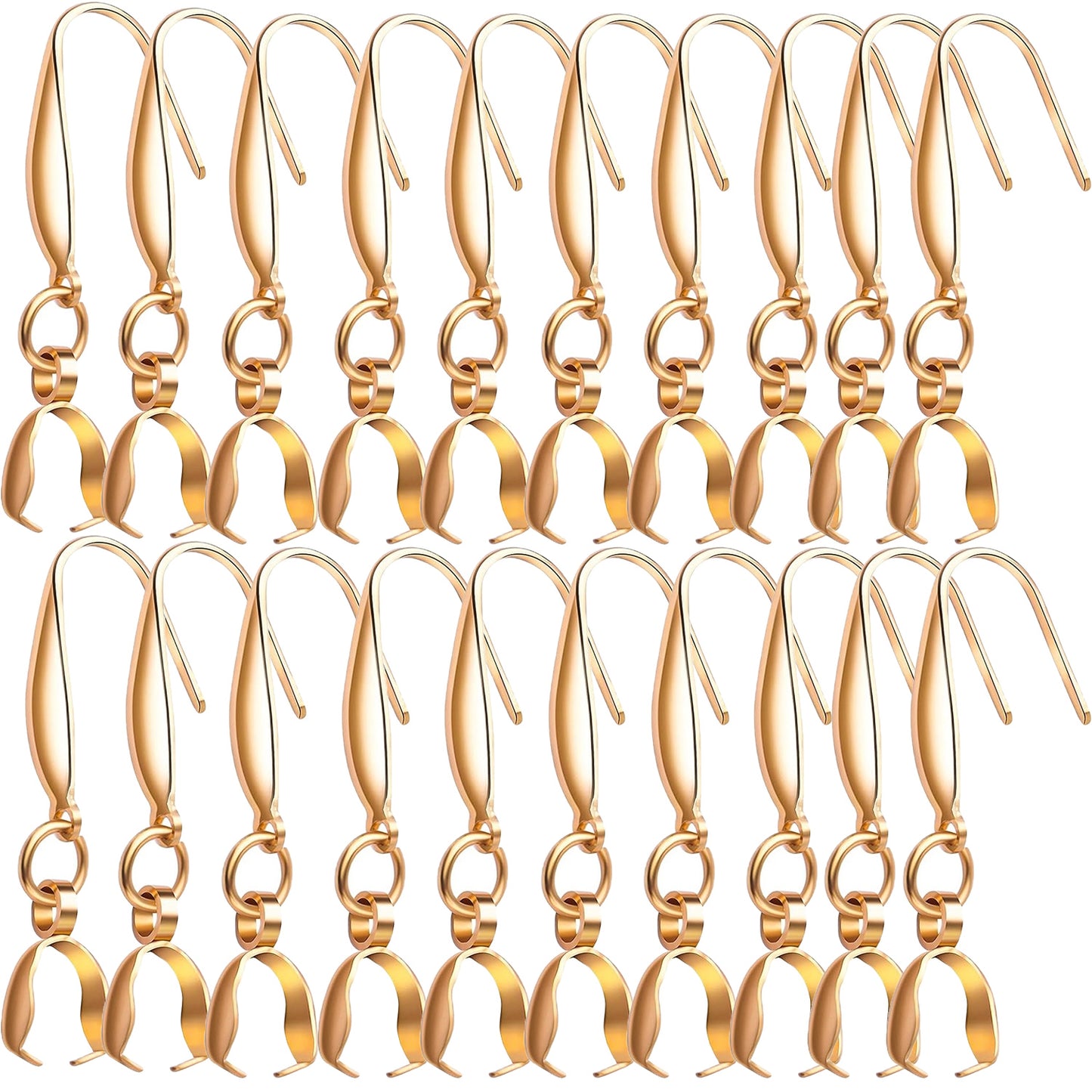 20pcs Stainless Steel Pendant Clasp Earring Hooks Ear Wire Buckle Hoops Fish Hooks Dangle Earrings for DIY Crafts Jewelry Making Accessories, Golden and Steel Color, 34 mm x 13 mm