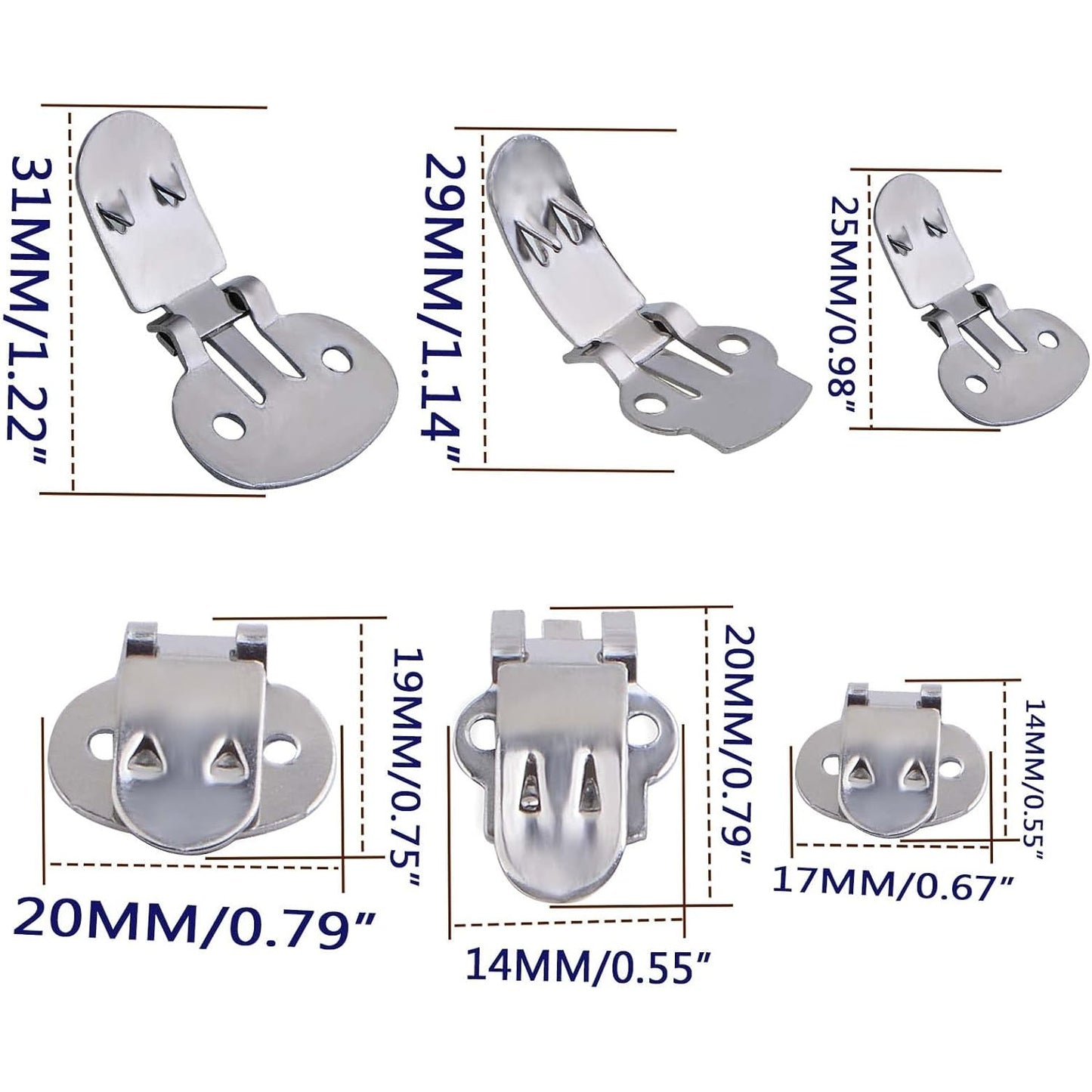24 Pieces Stainless Steel Shoe Clips Foldable Flat Blank Shoe Buckle Clips Embellishments Accessories for DIY Craft Projects Shoes Decoration, 3 Sizes