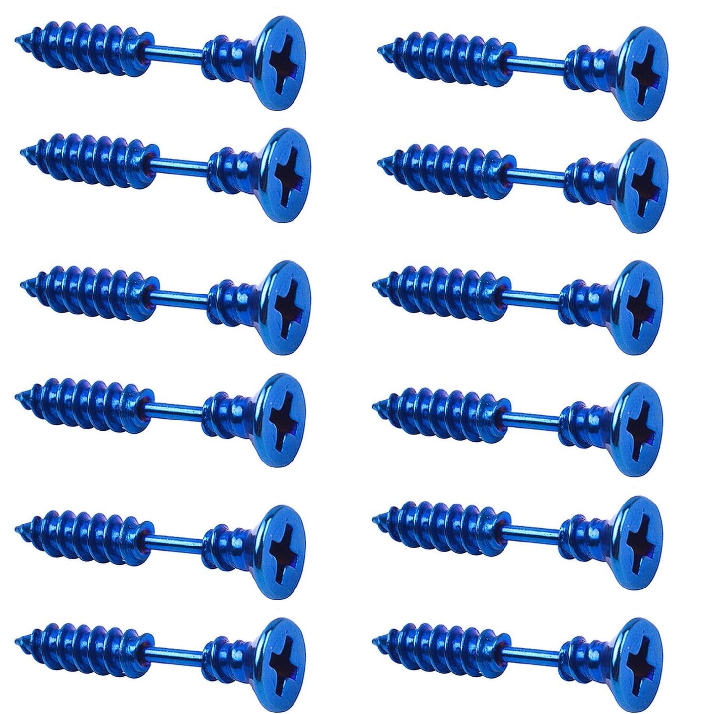 12 Pieces Screw Earrings, Stainless Steel Unisex Piercing Cross Screws Hoop Earrings Ear Stud,6 Colors
