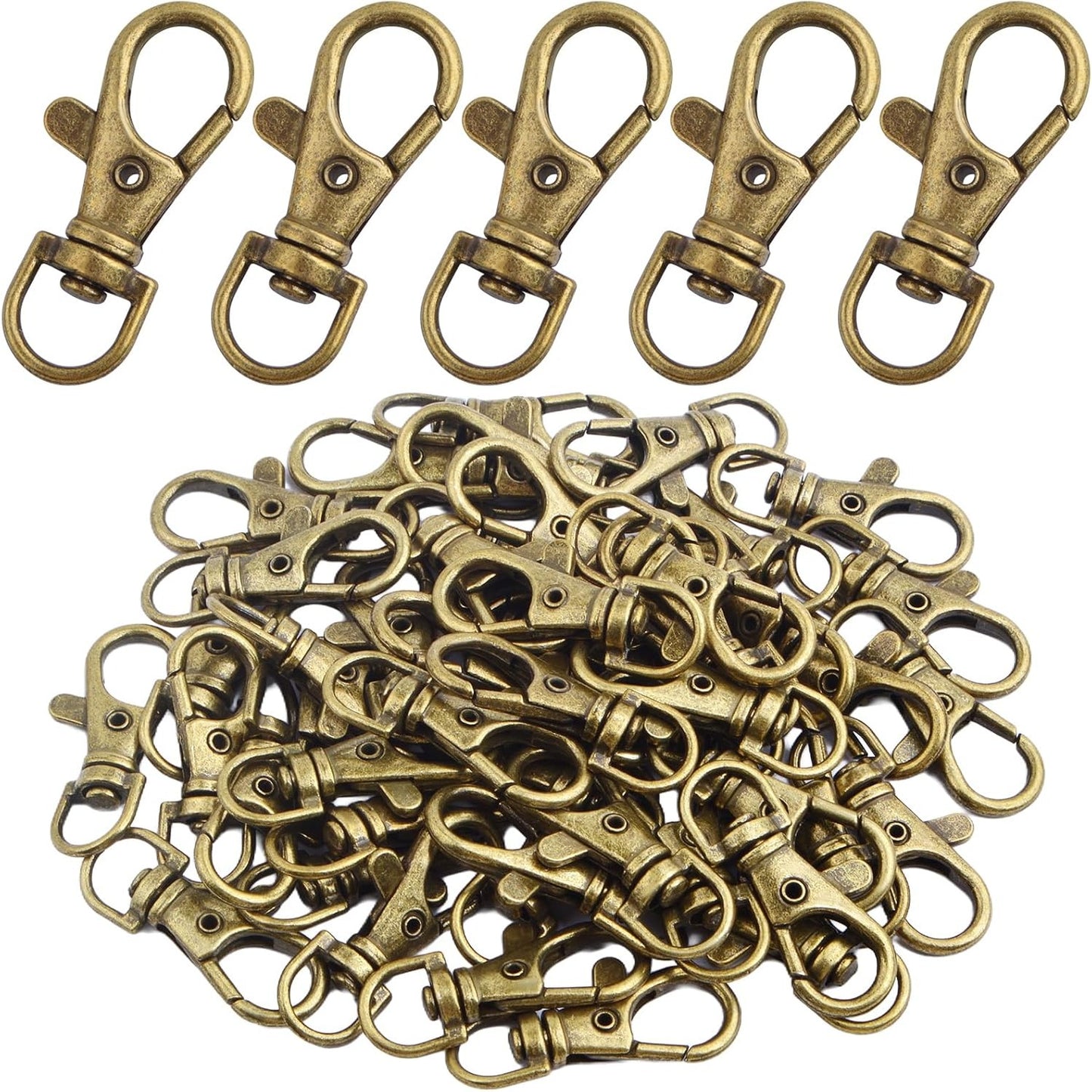 50pcs Swivel Clasp Hooks Metal Alloy Lanyard Snap Hook Lobster Claw Clasps Handmade Trigger Clips Accessories for Keychain Rings Handbag Purse Tag DIY Jewelry Making, Antique Bronze