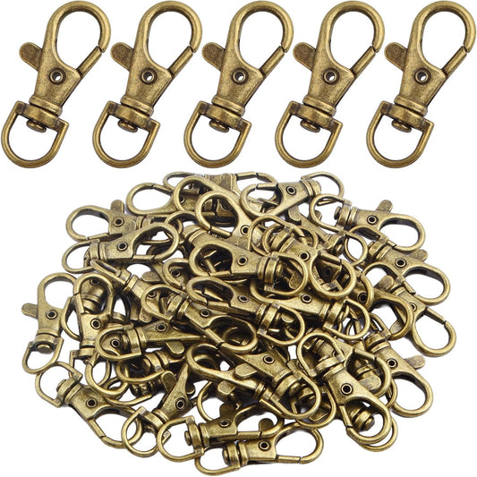 50pcs Swivel Clasp Hooks Metal Alloy Lanyard Snap Hook Lobster Claw Clasps Handmade Trigger Clips Accessories for Keychain Rings Handbag Purse Tag DIY Jewelry Making, Antique Bronze
