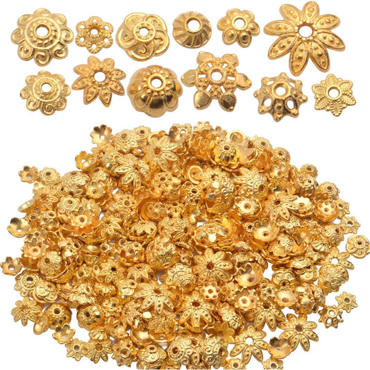 100 Gram(About 250-350pcs) Bead Caps Metal Spacers Jewelry Findings Accessories for Bracelet Necklace Jewelry Making,Gold